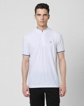 men striped regular fit henley t-shirt