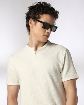 men striped regular fit henley t-shirt