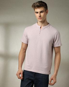 men striped regular fit henley t-shirt