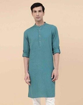 men striped regular fit kurta with insert pocket