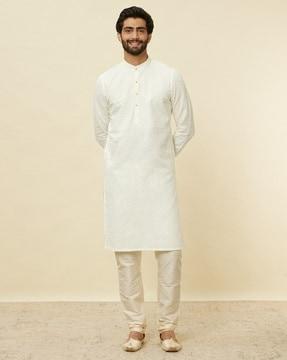 men striped regular fit kurta with insert pocket