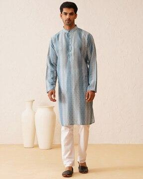 men striped regular fit kurta