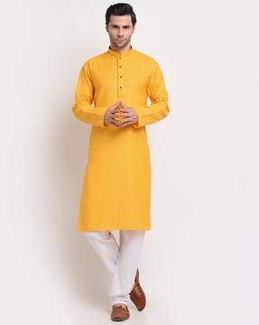 men striped regular fit long kurta