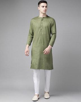 men striped regular fit long kurta