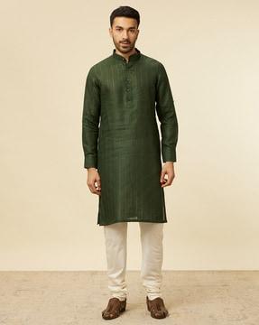 men striped regular fit long kurta