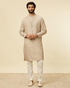 men striped regular fit long kurta