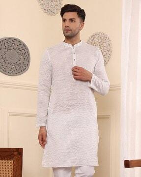 men striped regular fit long kurta