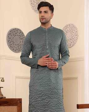 men striped regular fit long kurta