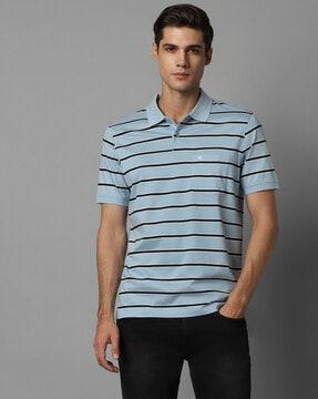 men striped regular fit polo t-shirt with patch pocket