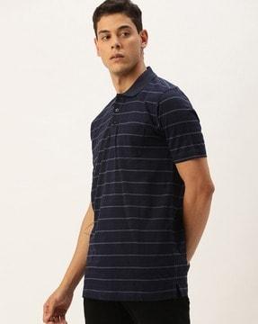 men striped regular fit polo t-shirt with patch pocket