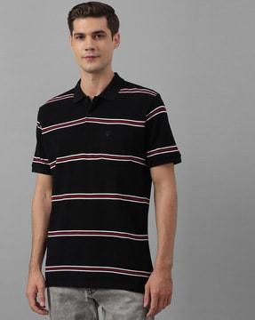 men striped regular fit polo t-shirt with patch pocket