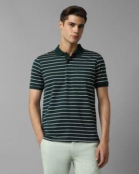 men striped regular fit polo t-shirt with patch pocket