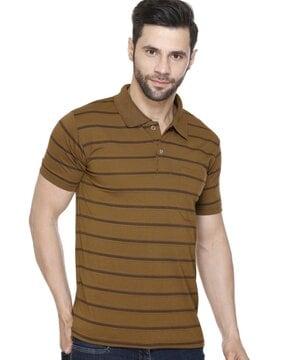 men striped regular fit polo t-shirt with patch pocket