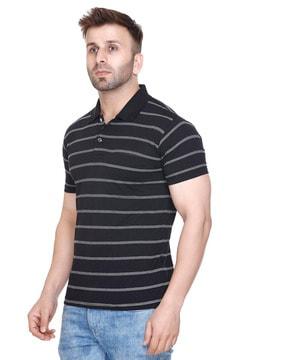 men striped regular fit polo t-shirt with patch pocket