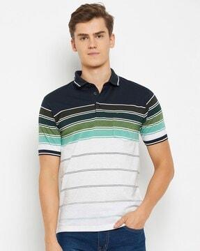 men striped regular fit polo t-shirt with patch pocket