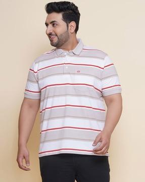 men striped regular fit polo t-shirt with patch pocket