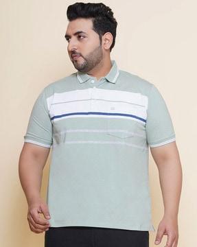 men striped regular fit polo t-shirt with patch pocket