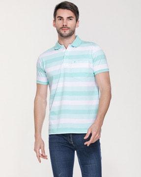 men striped regular fit polo t-shirt with short sleeves