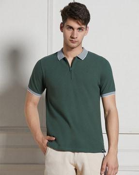 men striped regular fit polo t-shirt with short sleeves