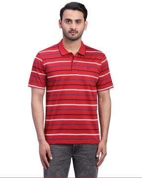 men striped regular fit polo t-shirt with short sleeves