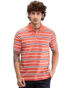 men striped regular fit polo t-shirt with short sleeves
