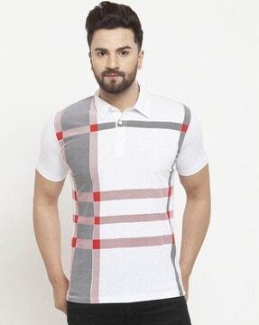 men striped regular fit polo t-shirt with short sleeves