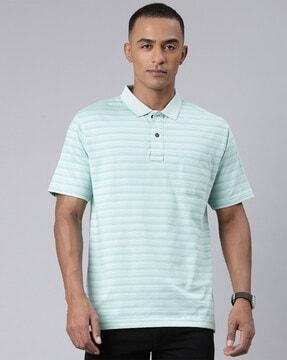 men striped regular fit polo t-shirt with short sleeves