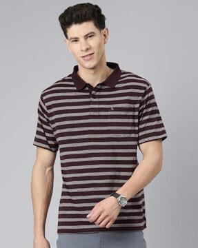 men striped regular fit polo t-shirt with short sleeves