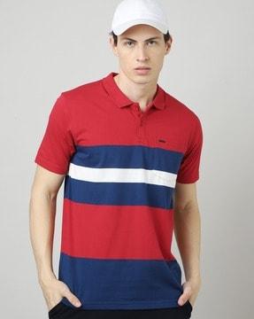 men striped regular fit polo t-shirt