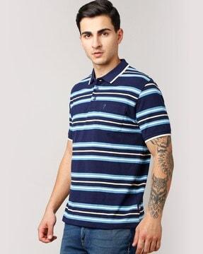 men striped regular fit polo t-shirt