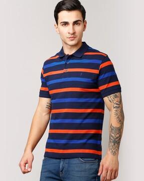 men striped regular fit polo t-shirt