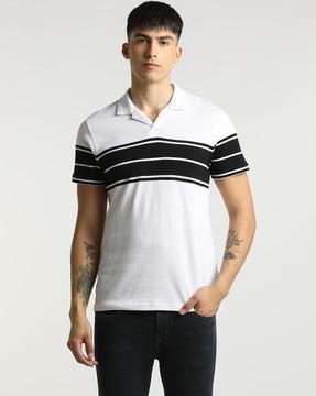 men striped regular fit polo t-shirt