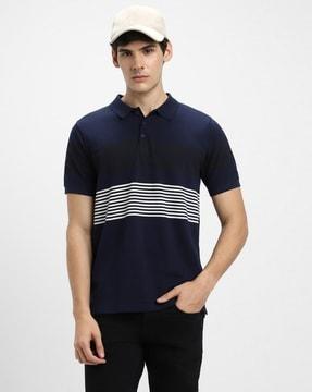 men striped regular fit polo t-shirt