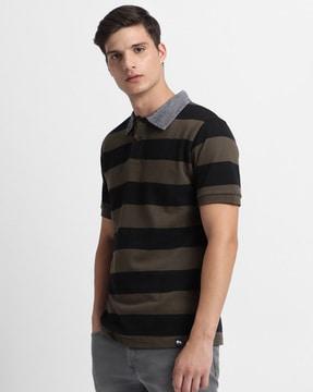 men striped regular fit polo t-shirt