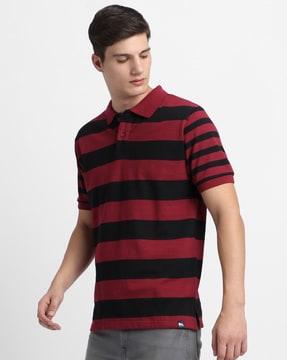 men striped regular fit polo t-shirt