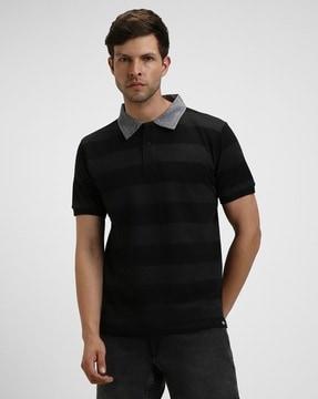 men striped regular fit polo t-shirt