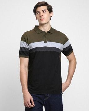 men striped regular fit polo t-shirt