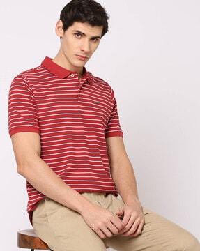 men striped regular fit polo t-shirt