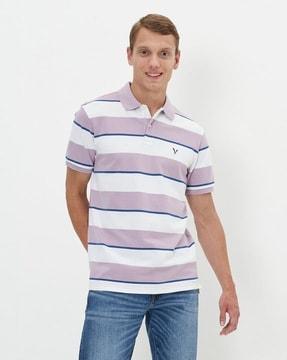 men striped regular fit polo t-shirt