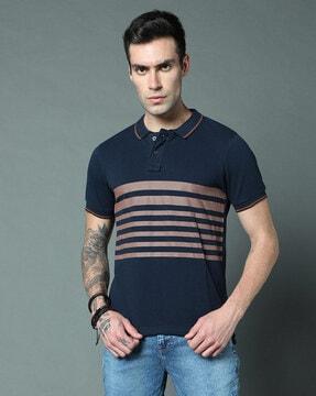 men striped regular fit polo t-shirt