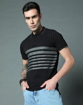 men striped regular fit polo t-shirt