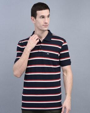 men striped regular fit polo t-shirt