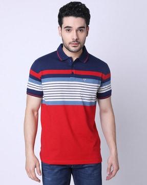 men striped regular fit polo t-shirt