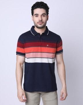 men striped regular fit polo t-shirt