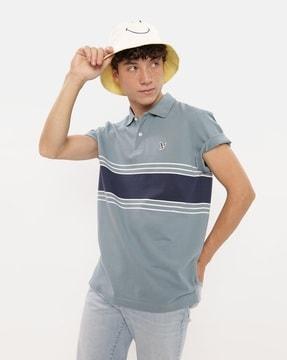 men striped regular fit polo t-shirt