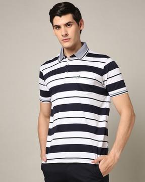 men striped regular fit polo t-shirt