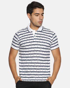 men striped regular fit polo t-shirt