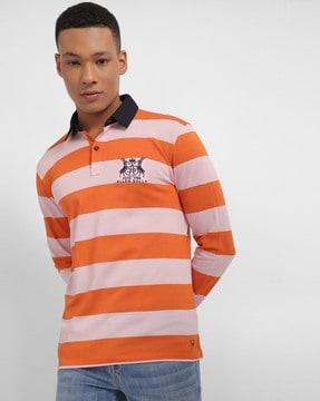 men striped regular fit polo t-shirt