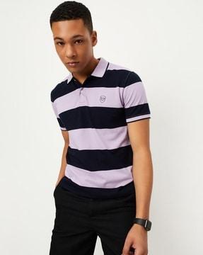 men striped regular fit polo t-shirt