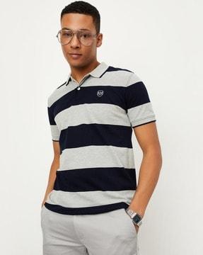 men striped regular fit polo t-shirt